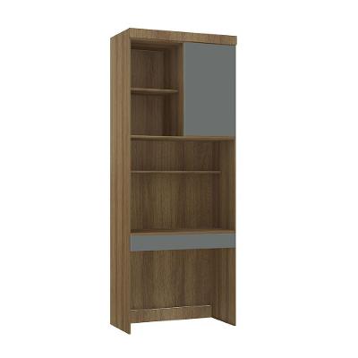 Bancada De Estudos Modulada 1 Porta 90cm Veneza Luciane Móve Avelã Pf/cinza Supremo Pf