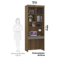 Bancada De Estudos Modulada 1 Porta 90cm Veneza Luciane Móve Avelã Pf/cinza Supremo Pf - 3