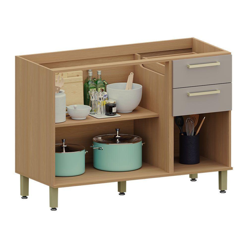 Balcão De Cozinha Para Pia 3 Pts Sem Tampo 120cm Duna Lucian Freijó/cinammon - 2