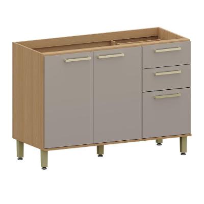 Balcão De Cozinha Para Pia 3 Pts Sem Tampo 120cm Duna Lucian Freijó/cinammon