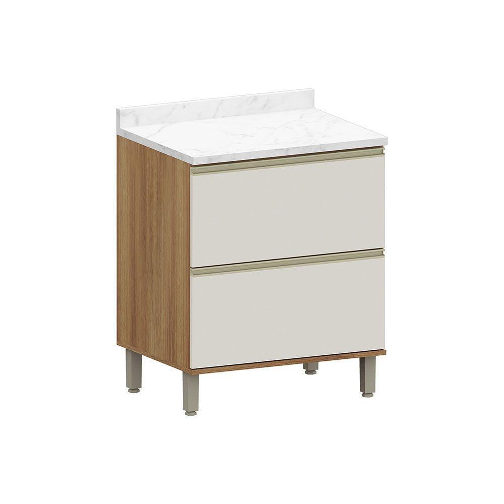 Balcão De Cozinha Com Tampo 70cm 1 Porta E 1 Gavetão Diana L Avelã/areia - 1