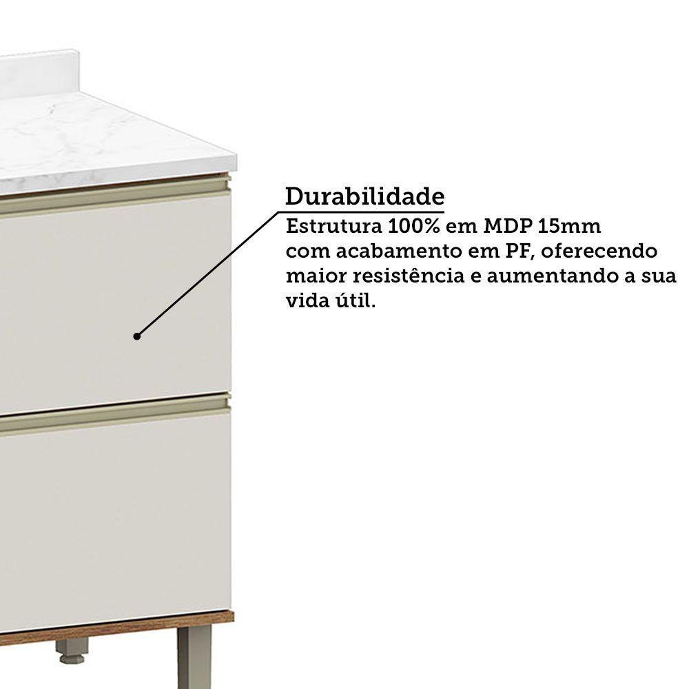 Balcão De Cozinha Com Tampo 70cm 1 Porta E 1 Gavetão Diana L Avelã/areia - 3