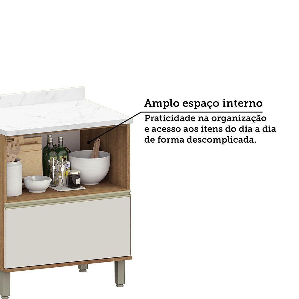 Balcão De Cozinha Com Tampo 70cm 1 Porta E 1 Gavetão Diana L Avelã/areia - 6
