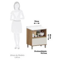 Balcão De Cozinha Com Tampo 70cm 1 Porta E 1 Gavetão Diana L Avelã/areia - 2