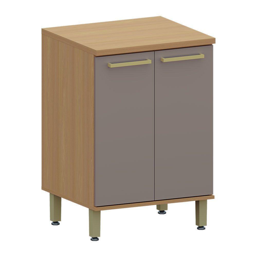 Balcão De Cozinha 2 Pts Tampo 60cm Duna Luciane Móveis Freijó/cinammon - 1