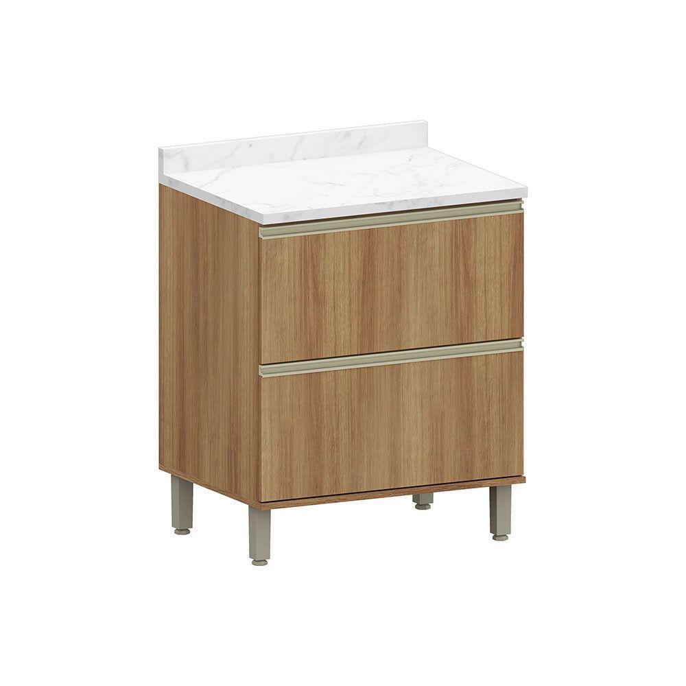 Balcão De Cozinha Com Tampo 70cm 1 Porta E 1 Gavetão Diana L Avelã/avelã - 1