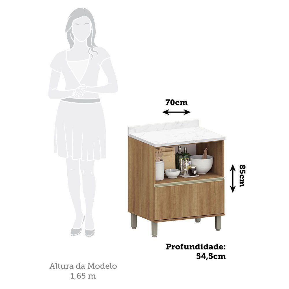 Balcão De Cozinha Com Tampo 70cm 1 Porta E 1 Gavetão Diana L Avelã/avelã - 2