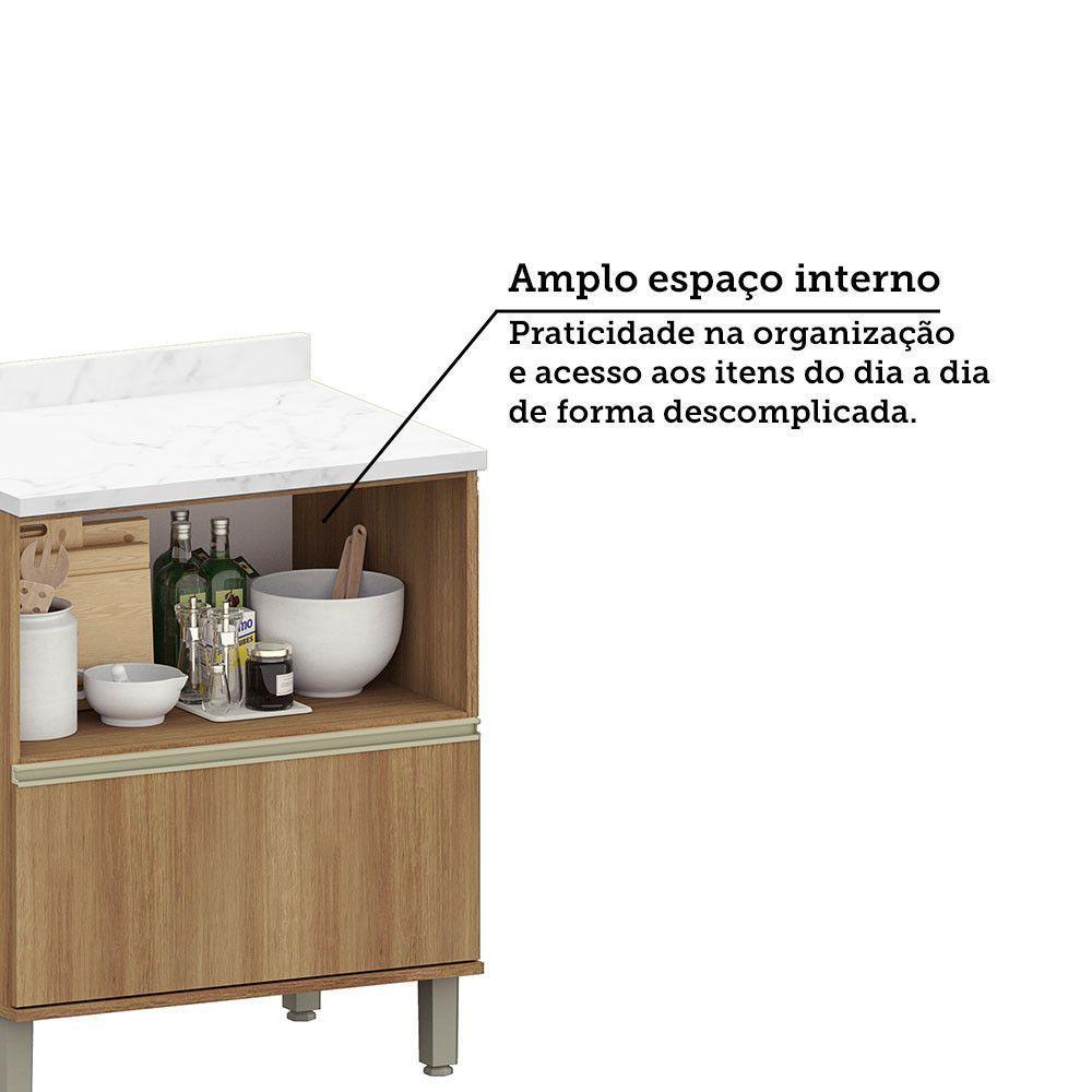 Balcão De Cozinha Com Tampo 70cm 1 Porta E 1 Gavetão Diana L Avelã/avelã - 4