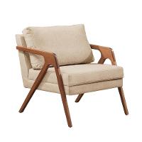 Conjunto - 2 Poltronas Mona Luxo Madeira Maciça Castellar Linho Bege Claro