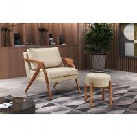 Conjunto - 2 Poltronas Mona Luxo Madeira Maciça Castellar Linho Bege Claro - 5