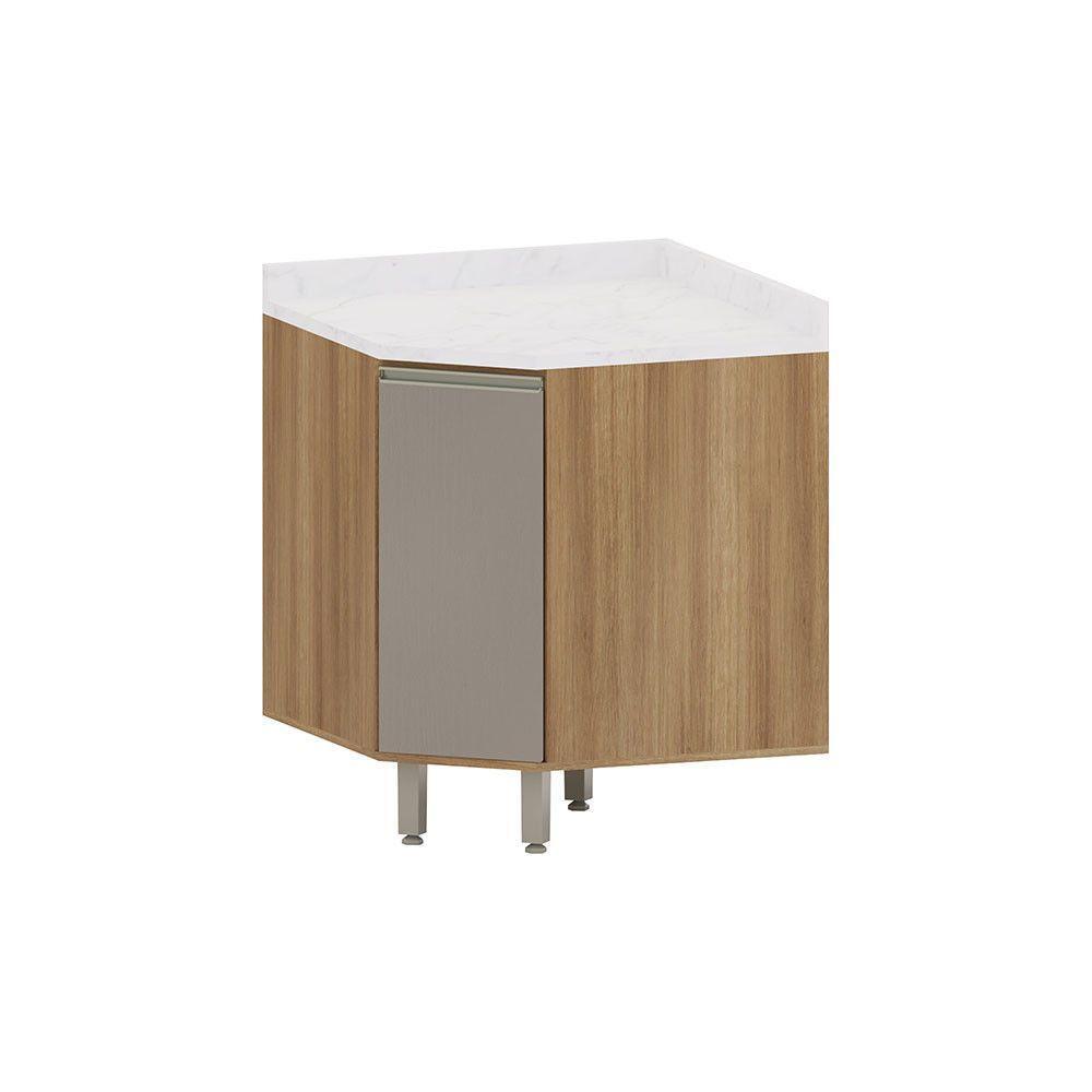 Balcão De Canto Diagonal Com Tampo 1 Porta Diana Luciane Móv Avelã/fumê - 1