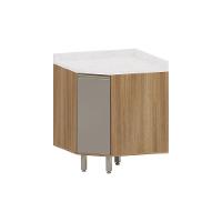 Balcão De Canto Diagonal Com Tampo 1 Porta Diana Luciane Móv Avelã/fumê - 1