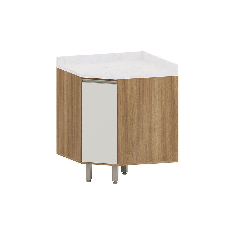 Balcão De Canto Diagonal Com Tampo 1 Porta Diana Luciane Móv Avelã/areia - 1