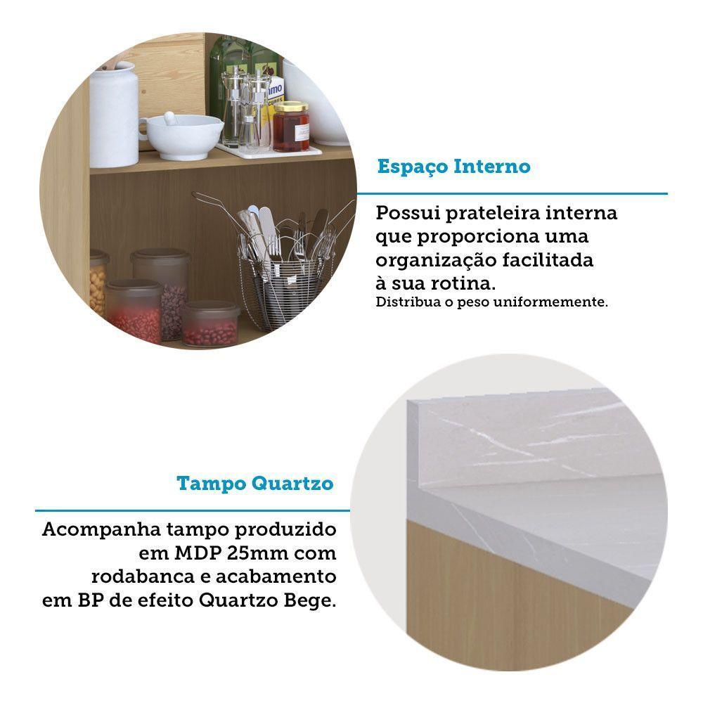 Bancada Ilha Com Tampo 2 Portas E 3 Gavetas Com Rodapé Class Freijó/verde Amalfi - 6