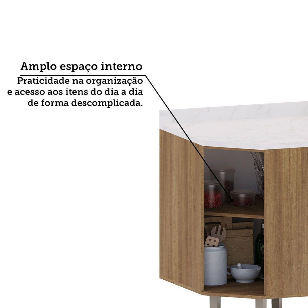 Balcão De Canto Diagonal Com Tampo 1 Porta Diana Luciane Móv Avelã/avelã - 4