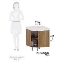 Balcão De Canto Diagonal Com Tampo 1 Porta Diana Luciane Móv Avelã/avelã - 2