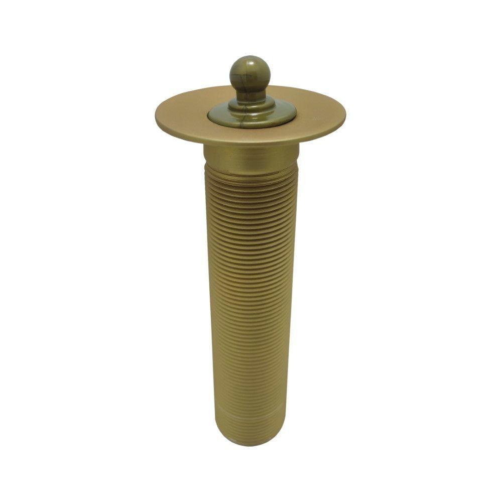 Válvula Escoamento Lavatório Banheiro Longa Para Cuba Sobrepor Dourado Gold Fosco Luxo Metal 7/8 - 1