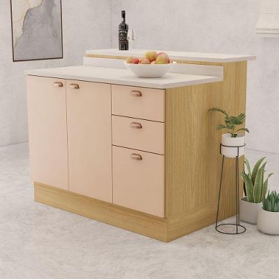 Bancada Ilha Com Tampo 2 Portas E 3 Gavetas Com Rodapé Class Freijó/petala Rosa