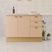 Bancada Ilha Com Tampo 2 Portas E 3 Gavetas Com Rodapé Class Freijó/petala Rosa - 2