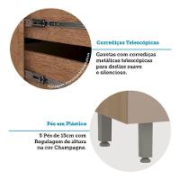 Bancada Ilha Com Tampo 2 Portas E 3 Gavetas Com Rodapé Class Freijó/petala Rosa - 6