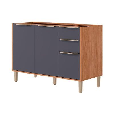 Balcão De Cozinha Esplêndida C- 3 Portas E 2 Gavetas S-tampo 120cm Cinamomo-titanium - Mgm