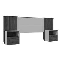 Cabeceira Cama Box Estofada Extensível Casal-queen-king Lucius 2 Mesas C- 1 Gaveta Freijo-off White - Caemmun - 3