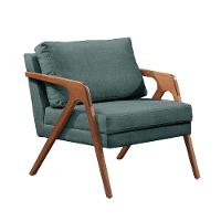 Conjunto - 2 Poltronas Mona Luxo Madeira Maciça Castellar Linho Azul