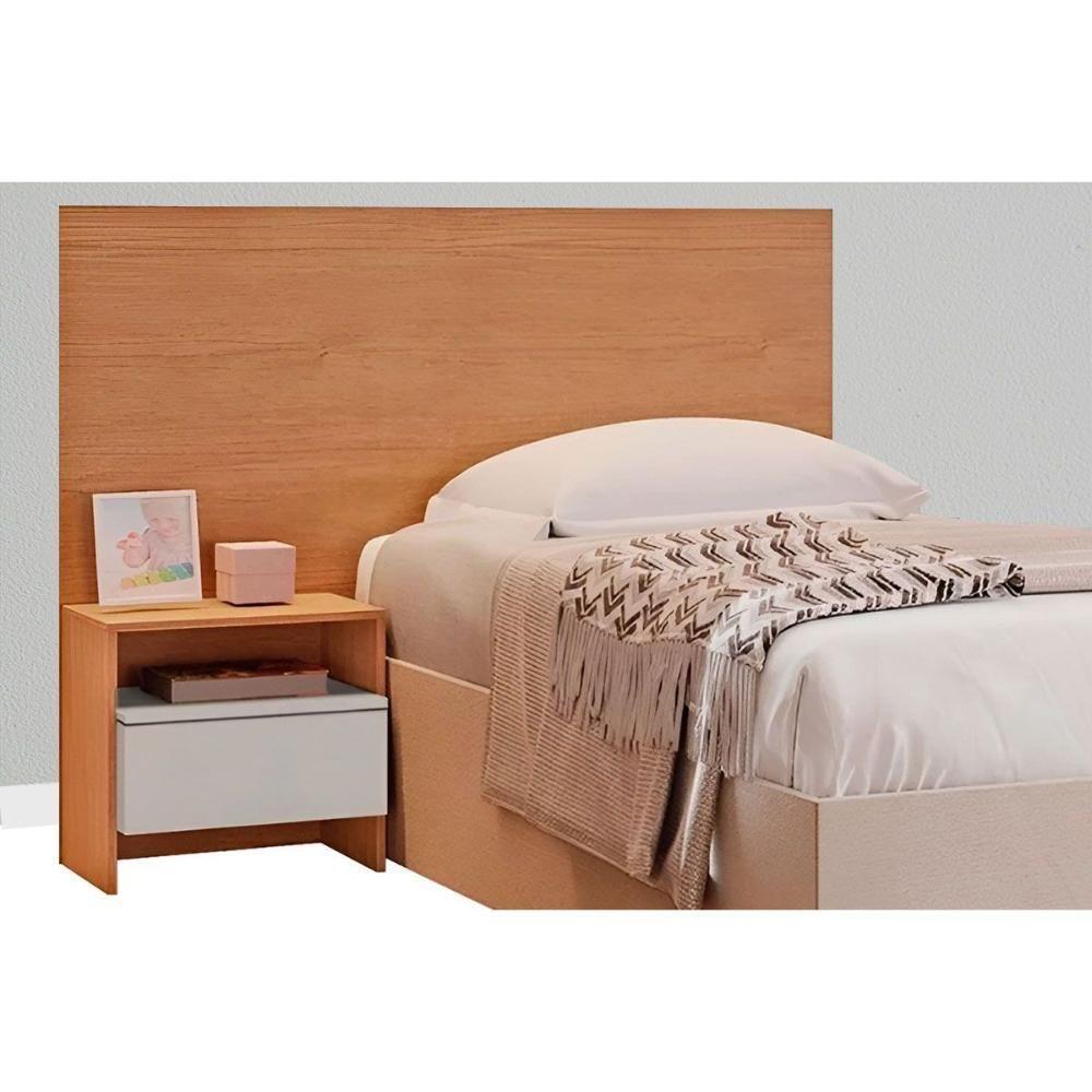 Cabeceira Cama Box Madeirado Solteiro Prime C- 1 Mesa E 1 Gaveta Cumaru-fendi 25 - Novo Horizonte - 1