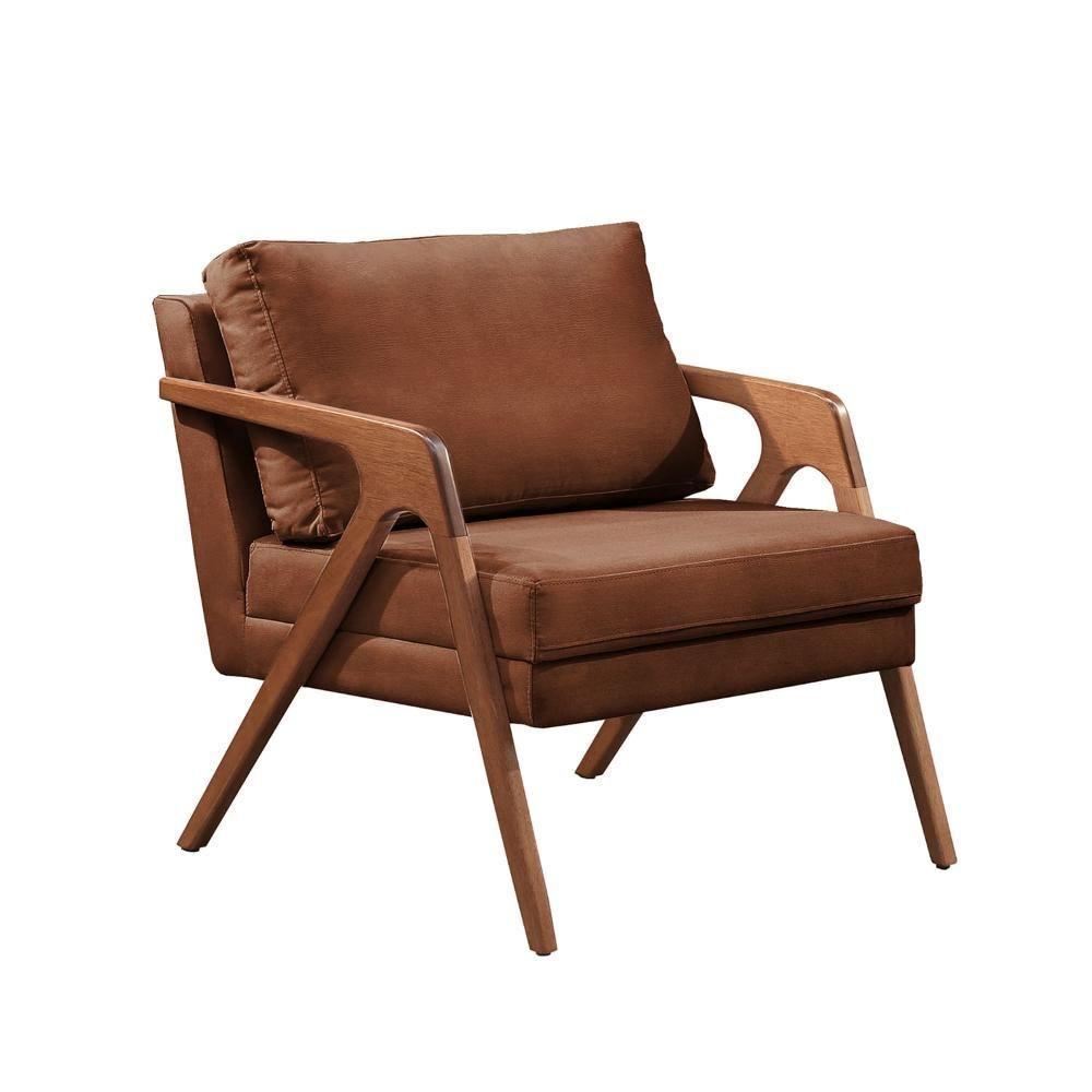 Conjunto - 2 Poltronas Mona Luxo Madeira Maciça Castellar Corino Caramelo - 4