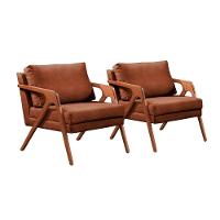 Conjunto - 2 Poltronas Mona Luxo Madeira Maciça Castellar Corino Caramelo - 1