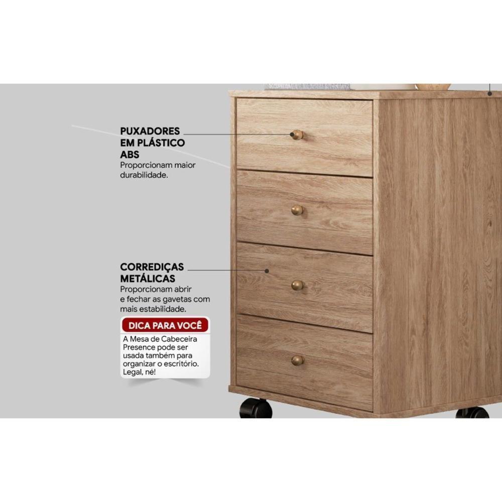 Gaveteiro P- Escritório Presence C- 4 Gavetas Amêndola Touch - Demóbile - 3