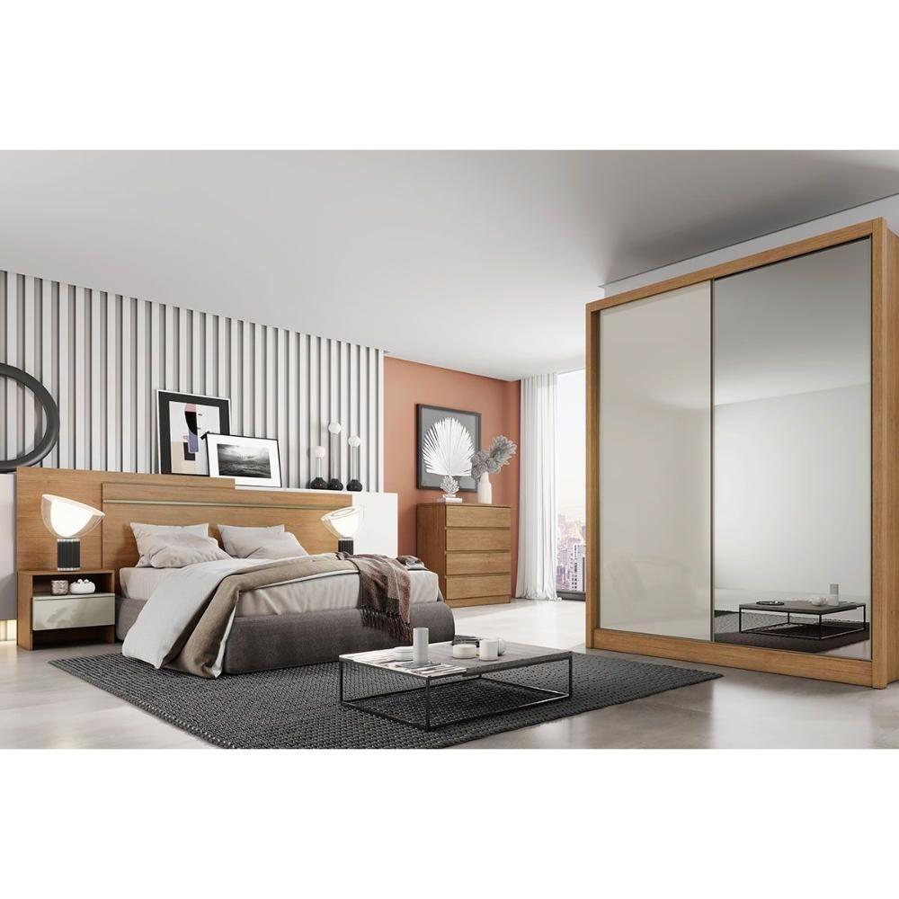Cabeceira Cama Box Madeirado Casal Prime C- 2 Mesas E 2 Gavetas Cumaru-fendi 25 - Novo Horizonte - 3