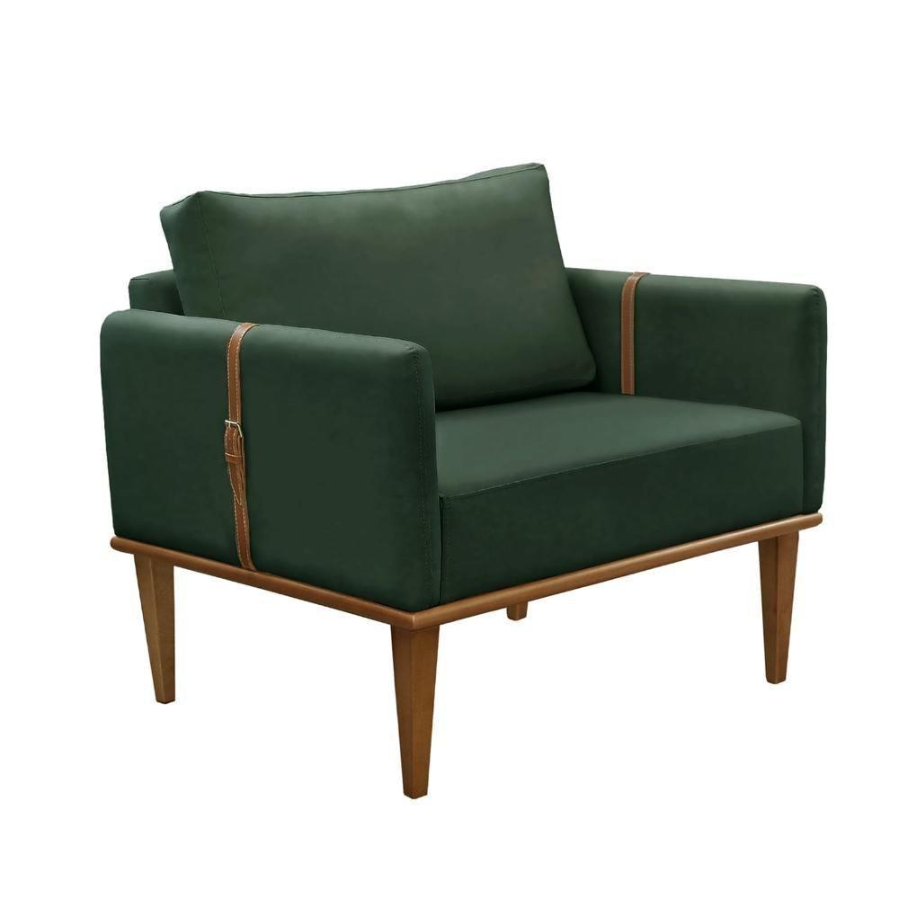 Conjunto - 2 Poltronas Milla Luxo Madeira Maciça Castellar Veludo Verde - 4