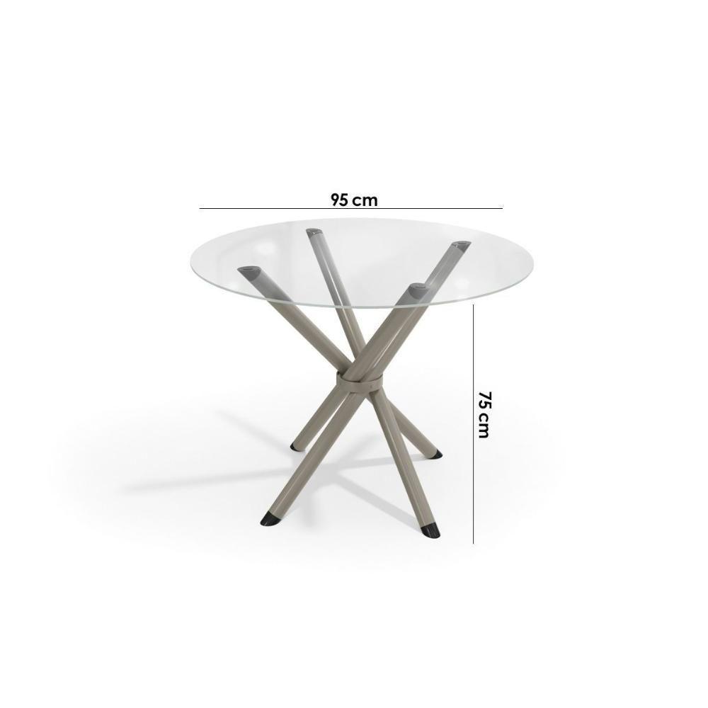 Conjunto: Mesa Sala Jantar Volga C- Tampo De Vidro 95cm E 4 Cadeiras Zaria Niquel - Boucle Cinza - Kappesberg - 5