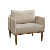 Conjunto - 2 Poltronas Milla Luxo Madeira Maciça Castellar Linho Bege Claro - 7