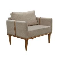 Conjunto - 2 Poltronas Milla Luxo Madeira Maciça Castellar Linho Bege