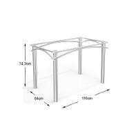 Conjunto: Mesa De Cozinha Elba C- Tampo De Vidro 120cm E 6 Cadeiras Lisboa Cromada - Courano Marrom - Kappesberg