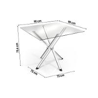 Conjunto: Mesa De Cozinha Volga C- Tampo De Vidro 95cm E 4 Cadeiras Amsterdã Cromada - Courano Preto - Kappesberg