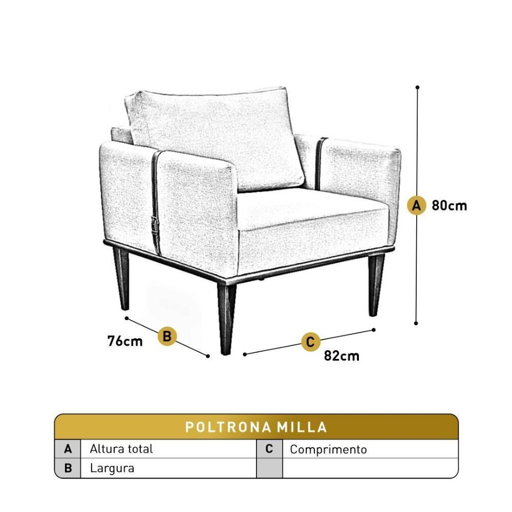 Conjunto - 2 Poltronas Milla Luxo Madeira Maciça Castellar Corino Preto - 3