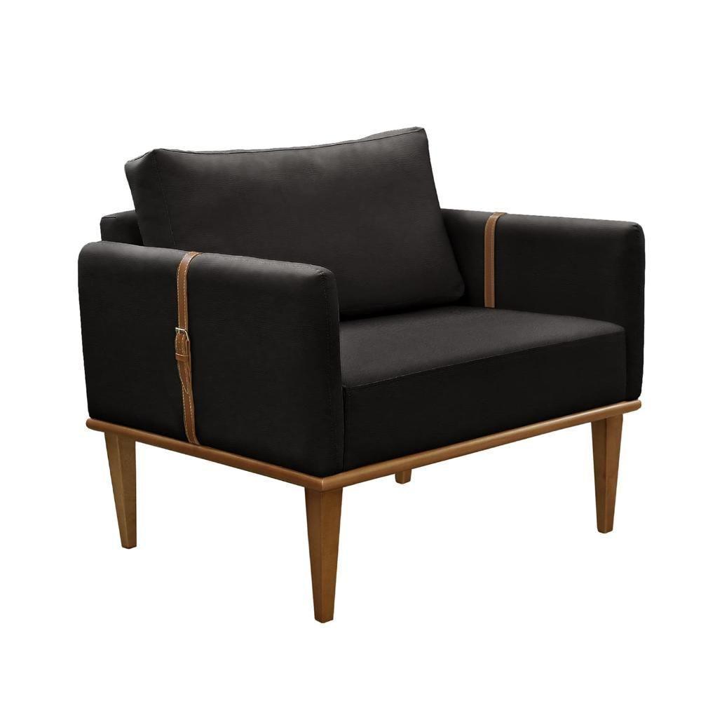 Conjunto - 2 Poltronas Milla Luxo Madeira Maciça Castellar Corino Preto - 4