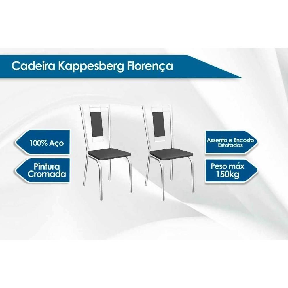 Conjunto: Mesa De Cozinha Volga C- Tampo De Madeira 90cm E 4 Cadeiras Lisboa Cromado-nogueira - Branco - Kappesberg - 3