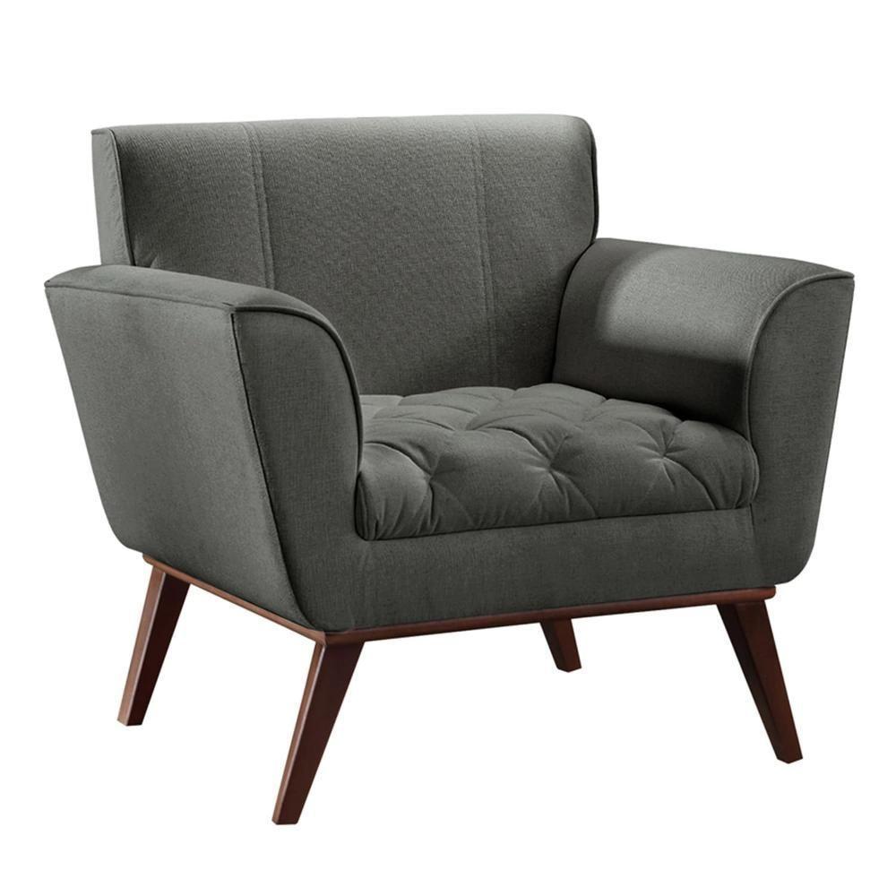 Conjunto - 2 Poltronas Lise Luxo Madeira Maciça Castellar Linho Cinza - 5