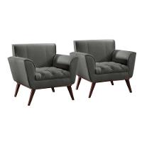 Conjunto - 2 Poltronas Lise Luxo Madeira Maciça Castellar Linho Cinza - 1