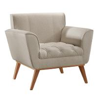 Conjunto - 2 Poltronas Lise Luxo Madeira Maciça Castellar Linho Cinza