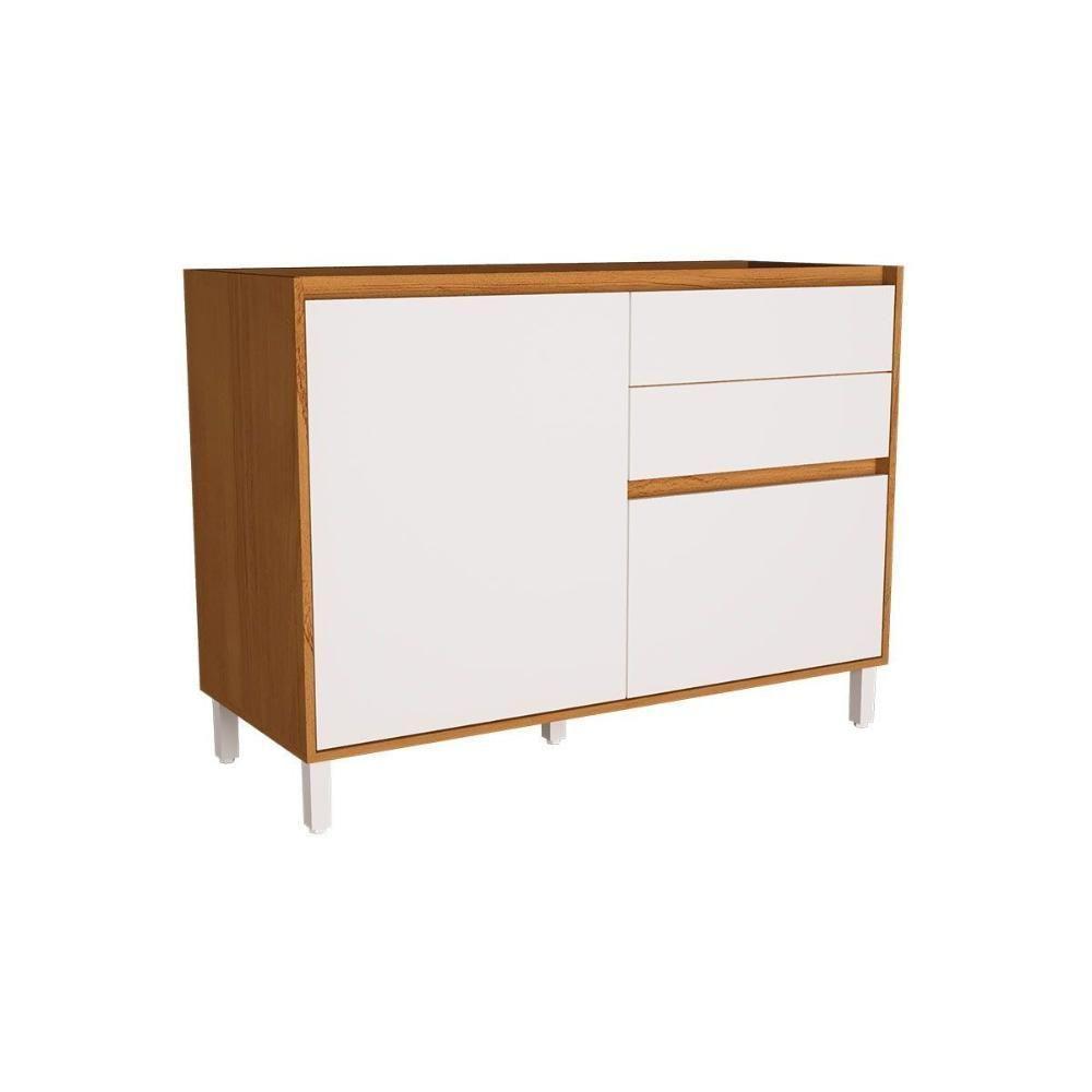 Balcão De Cozinha Denver Ph 3110 C- 1 Porta 1 Porta Tempero E 2 Gavetas S- Tampo 120cm Freijo Rocks-branco - Herval - 1