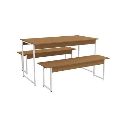Conjunto: Mesa Sala Jantar Industrial Li013 C- Tampo Madeirado 136x72cm C- 2 Bancos Canela-branco - Kappesberg
