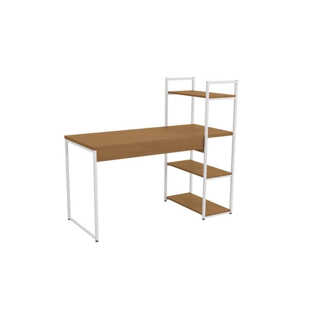 Mesa De Escritório Industrial Li010 C- 3 Prateleiras Canela-branco - Kappesberg - 1