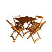 Conjunto Mesa Dobrável 70x70 Tampo Mdf E 4 Cadeiras Dobrável Retrátil Imbuia - 1