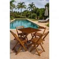 Conjunto Mesa Dobrável 70x70 Tampo Mdf E 4 Cadeiras Dobrável Retrátil Imbuia - 2
