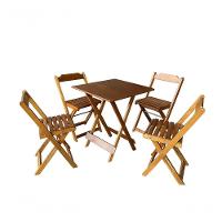 Conjunto Mesa Dobrável 70x70 Tampo Mdf E 4 Cadeiras Dobrável Retrátil Imbuia - 3